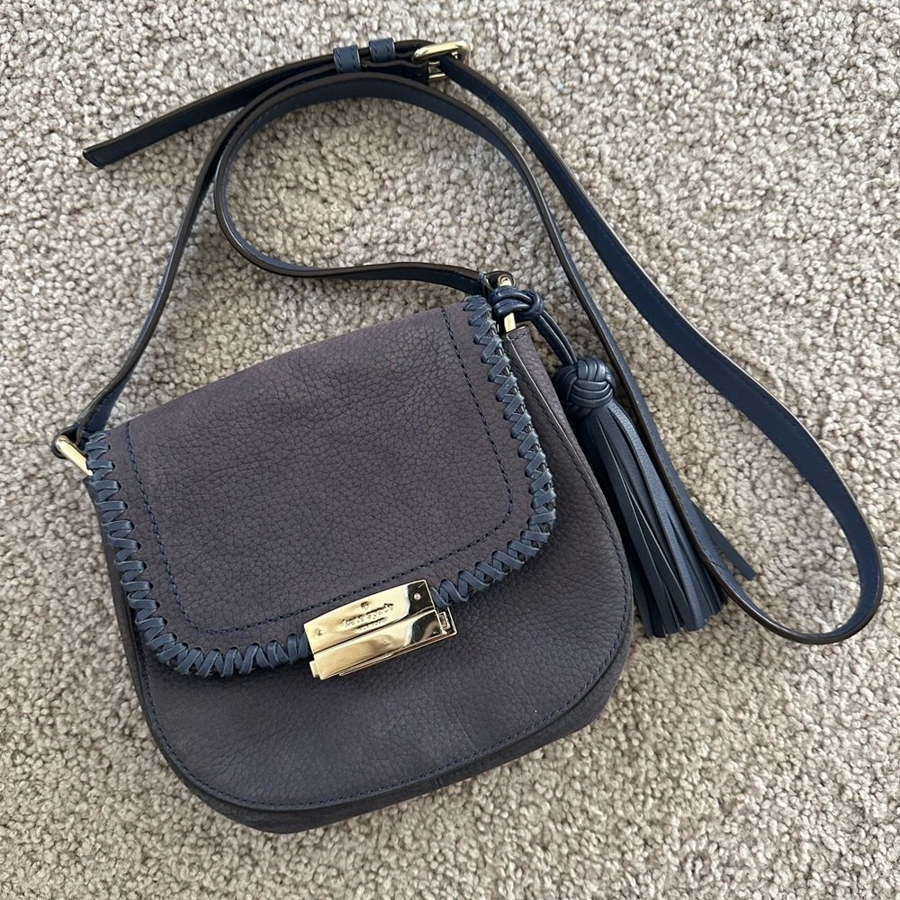 Kate Spade Adalise Crossbody Suede Leather Diver Blue Bag